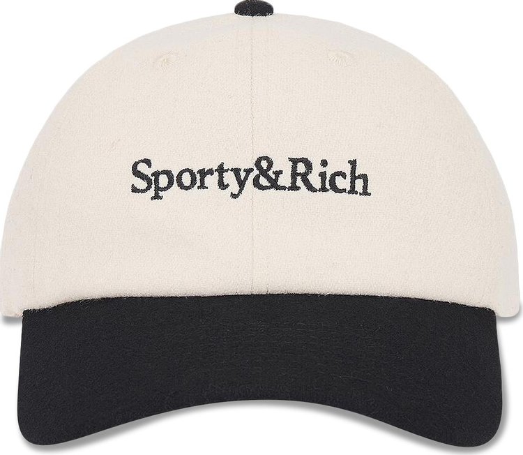 Sporty  Rich Serif Logo Flannel Hat Off White