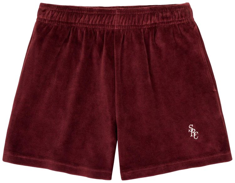 Sporty  Rich SRC Velvet Shorts Merlot