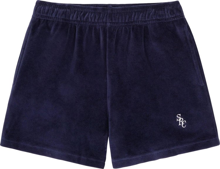 Sporty  Rich SRC Velvet Shorts Navy