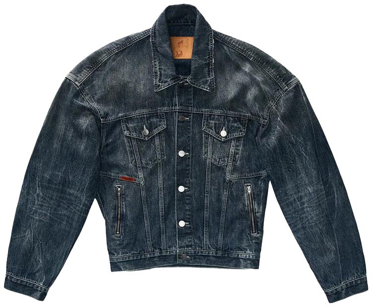 Martine Rose Balloon Shoulder Denim Jacket Blue