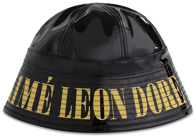 Aime Leon Dore Patent Leather Bell Bucket Hat Jet Black
