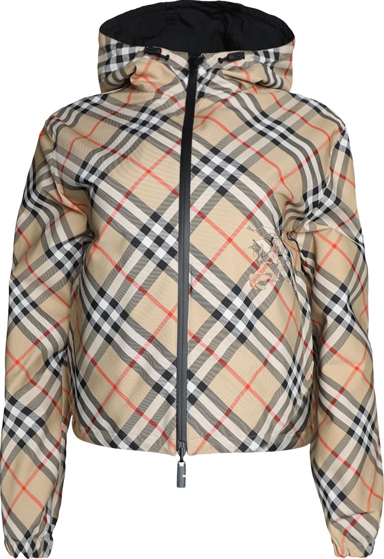 Burberry Cropped Reversible Check Jacket 'Sand'