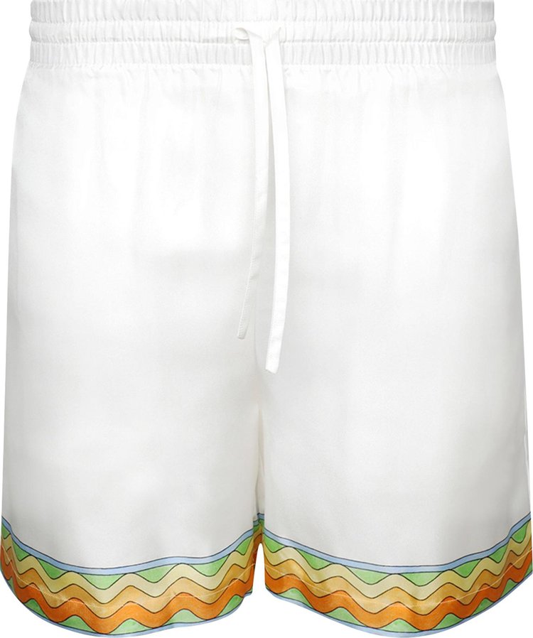 Casablanca Afro Cubism Tennis Club Silk Shorts 'White'