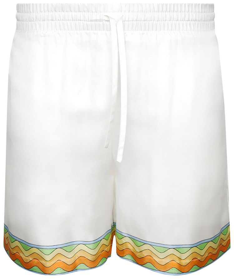 Casablanca Afro Cubism Tennis Club Silk Shorts 'White'