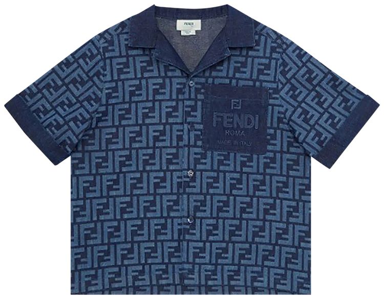 Fendi Kids Chambray Shirt Dark Blue