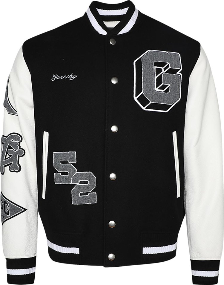 Givenchy Logo Embroidered Bomber Jacket 'Black/White'