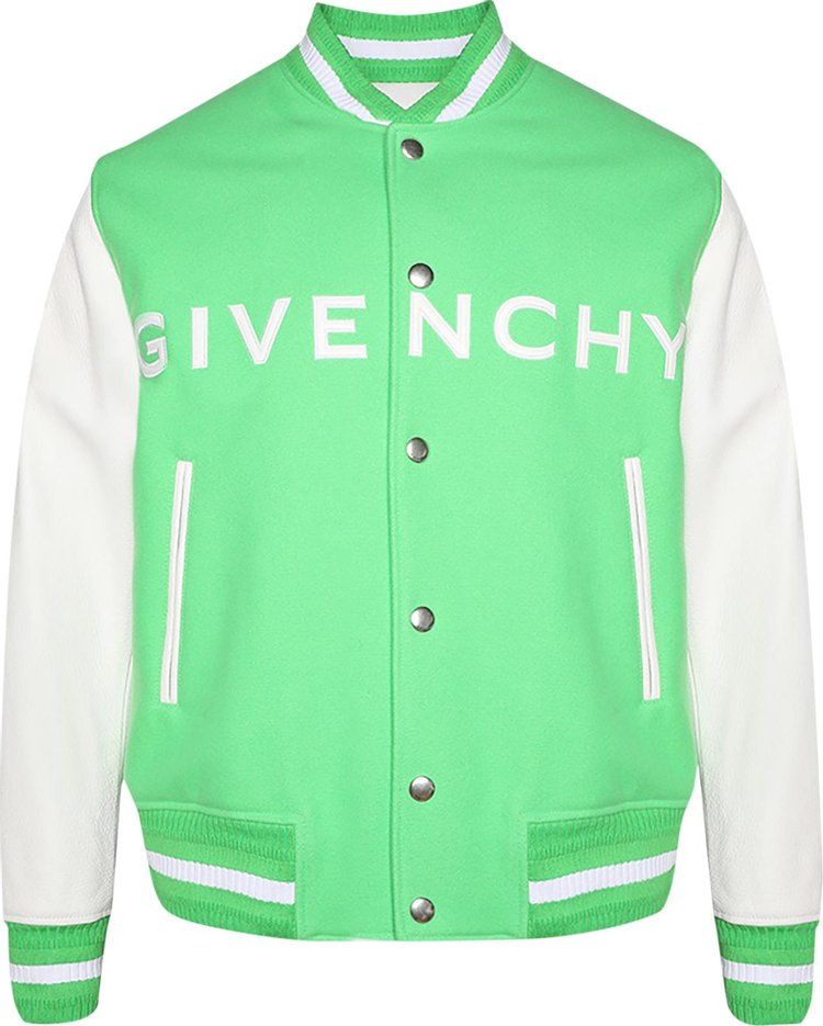 Givenchy Varsity Leather Jacket Bright Green