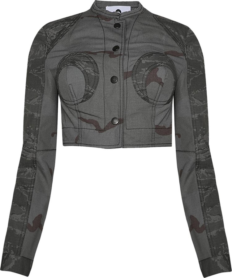 Marine Serre Regenerated Camo Cropped Jacket 'Dark Grey'