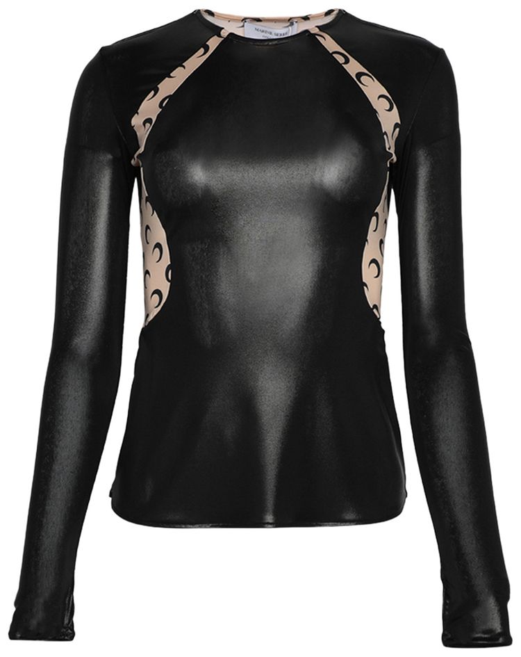 Marine Serre Regenerated Jersey Drapped Long Sleeve Tan