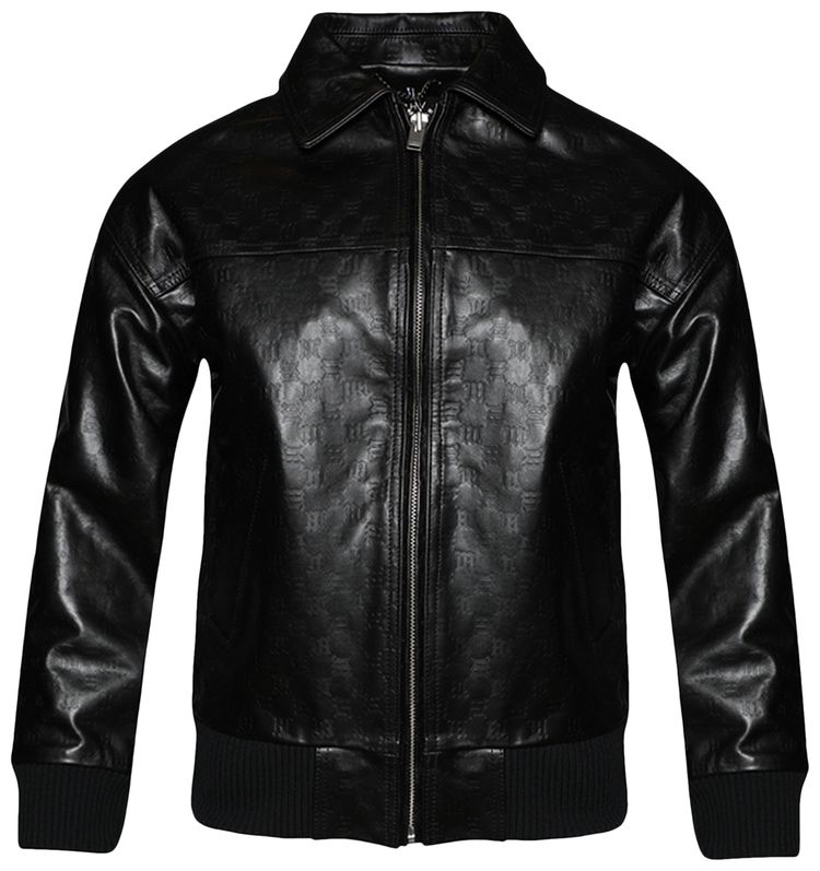 MISBHV Monogram Embossed Bandit Leather Jacket Black