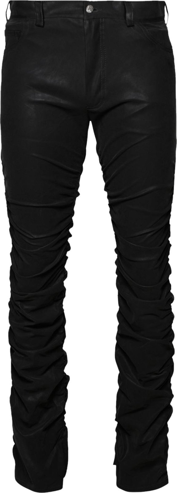 MISBHV Vegan Leather Ruched Trousers 'Faded Black'