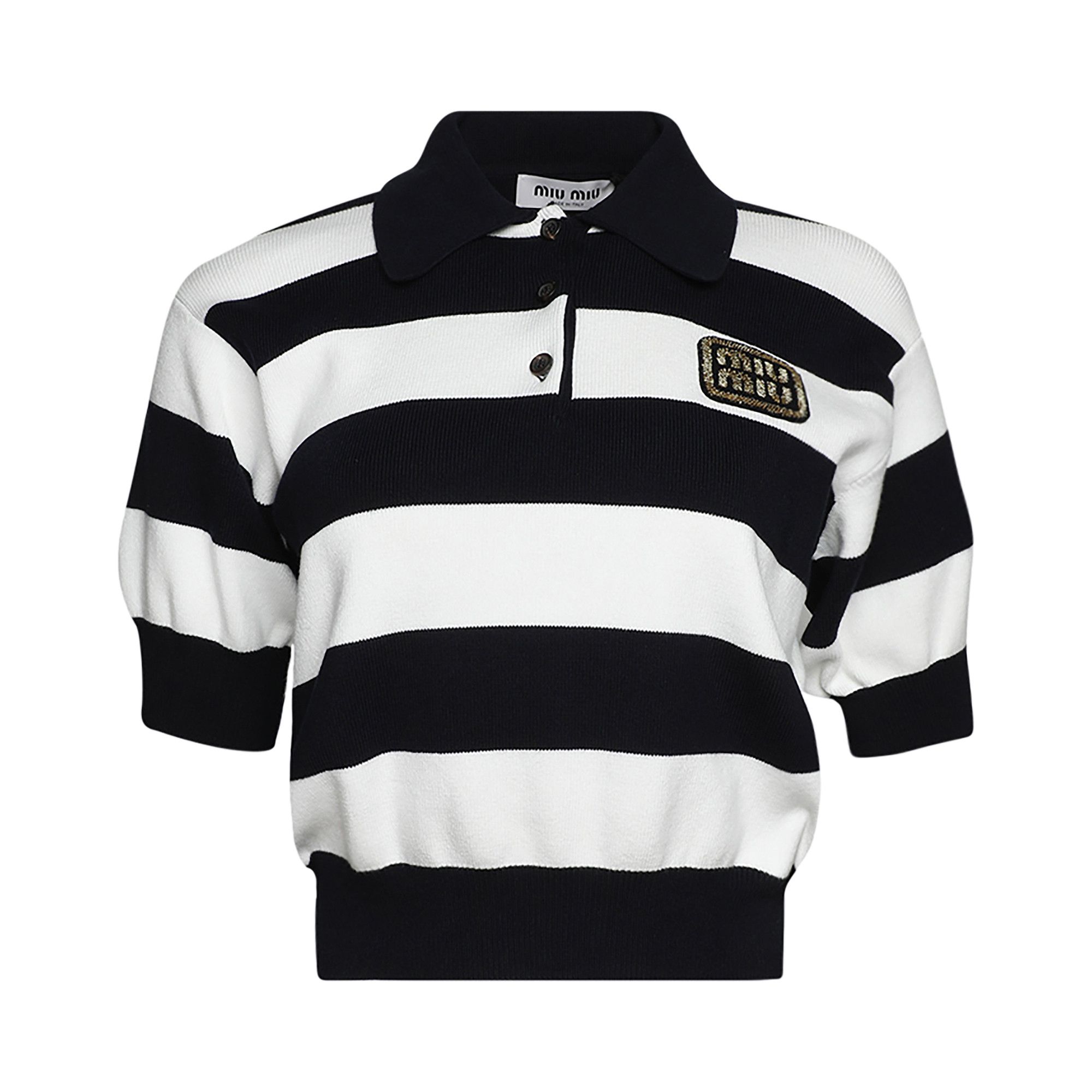 Buy Miu Miu Jersey Polo Shirt 'Blue/White' - MML889 14M2