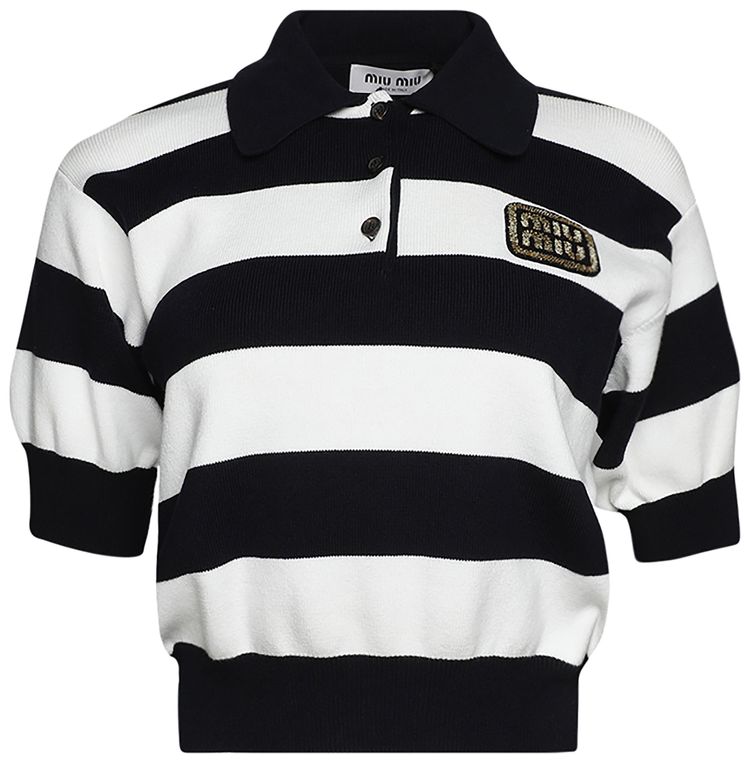 Miu Miu Jersey Polo Shirt BlueWhite