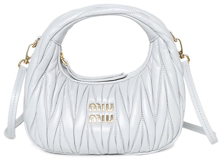 Miu Miu Wander Matelasse Nappa Leather Hobo Mini Bag Cornflower
