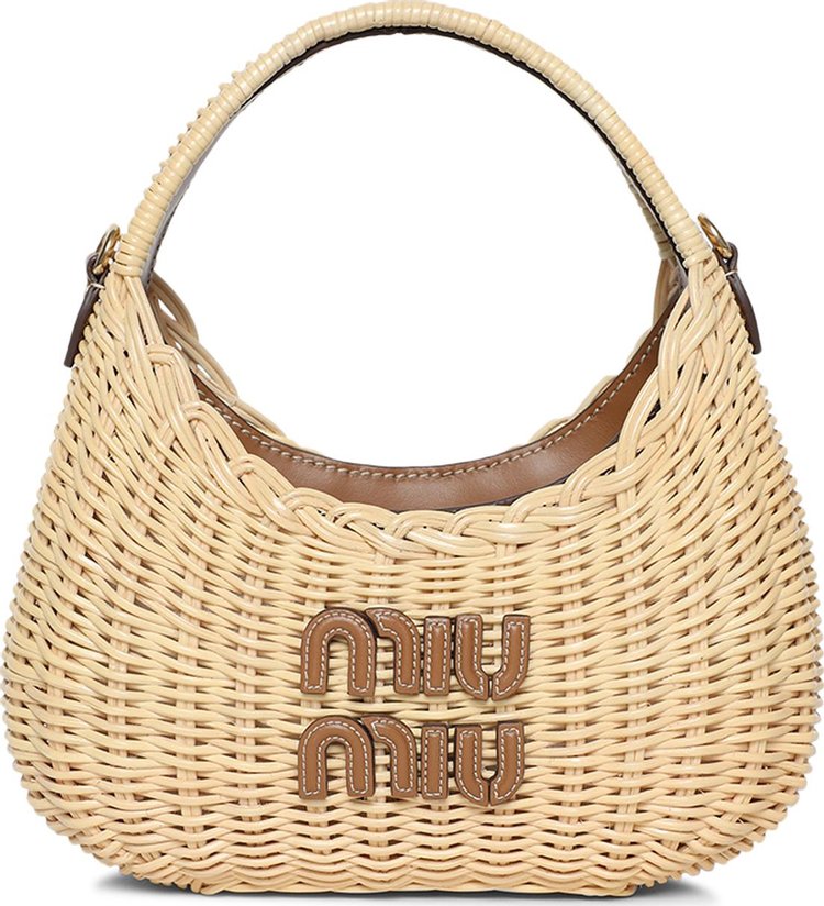 Miu Miu Wander Wicker Handbag NaturalCaramel