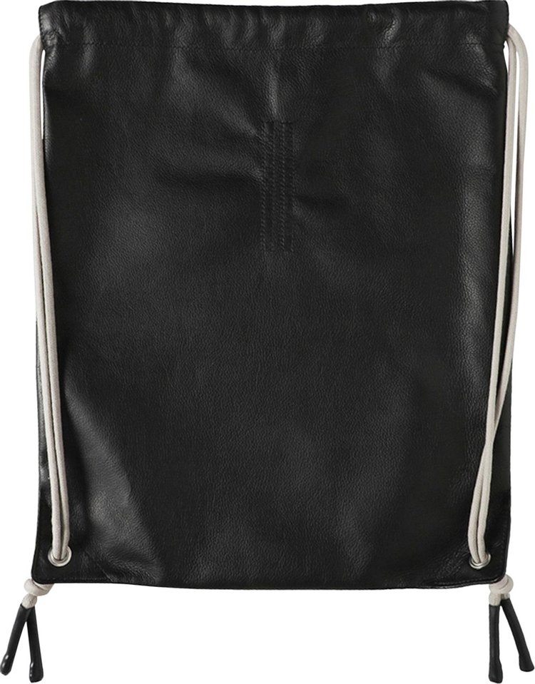 Rick Owens Leather Drawstring Backpack 'Black/Pearl'