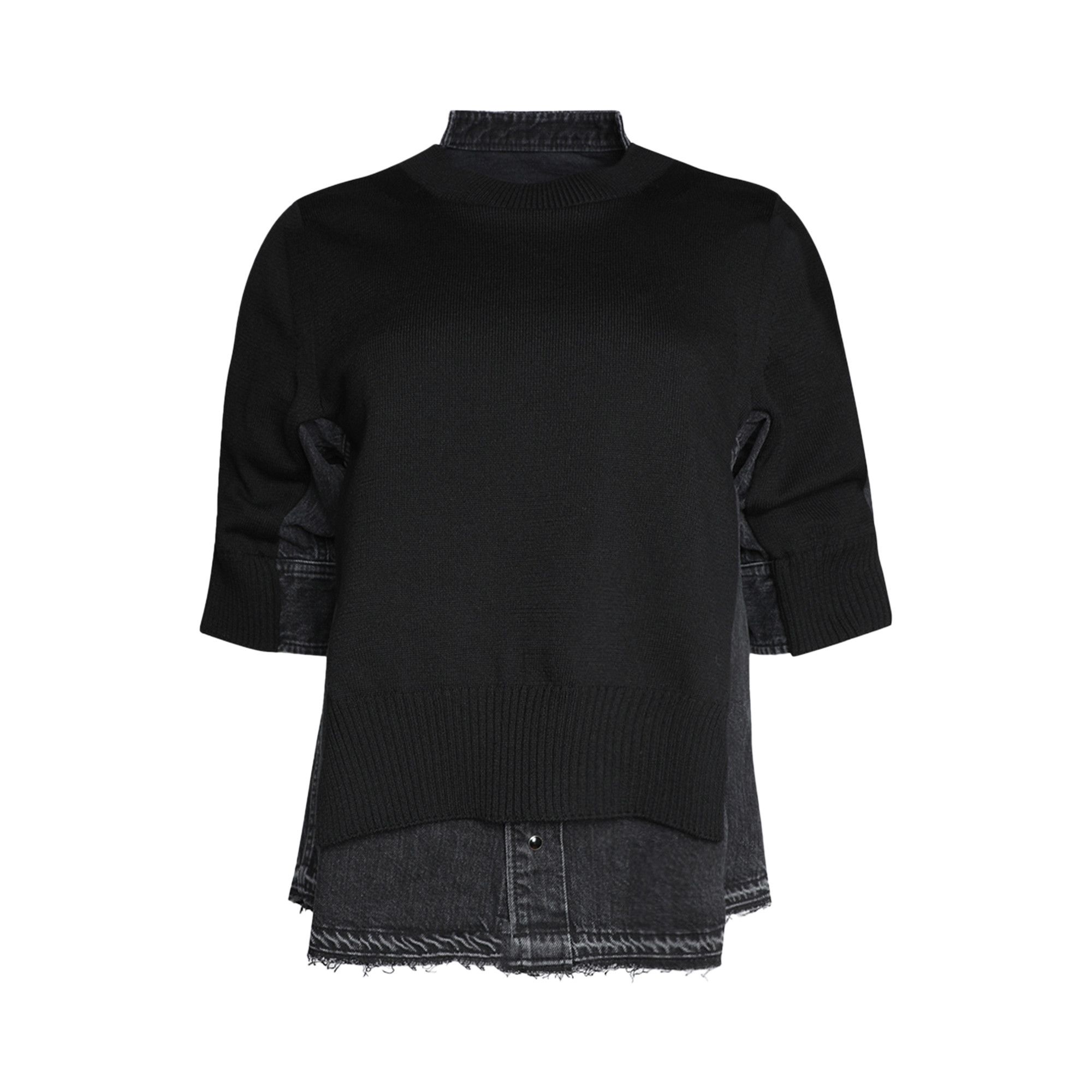 Buy Sacai Denim x Knit Pullover 'Black' - 24 07137 001 | GOAT