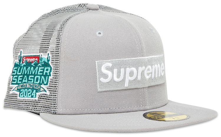Supreme Box Logo Mesh Back New Era Grey