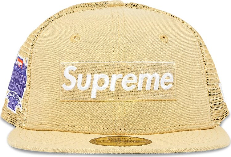 Supreme Box Logo Mesh Back New Era Light Gold