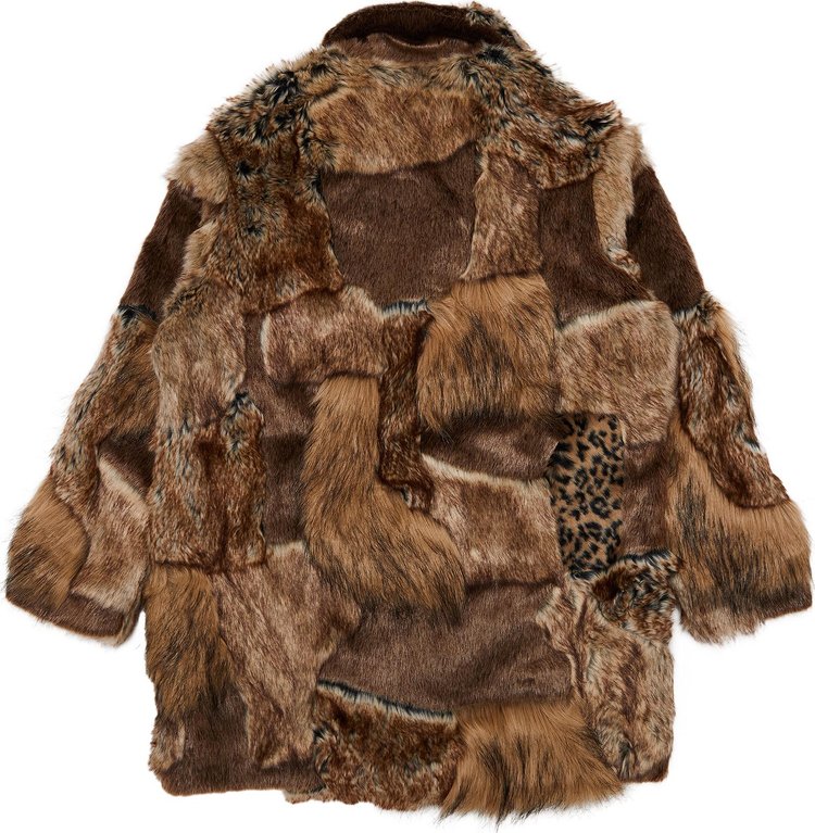 Supreme x MM6 Maison Margiela Patchwork Faux Fur Coat Brown