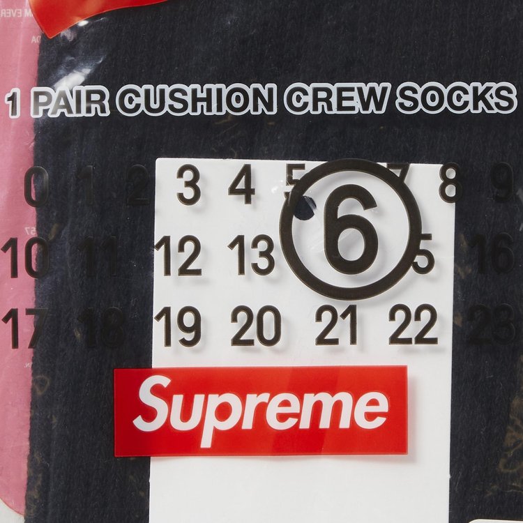 Supreme x MM6 Maison Margiela x Hanes Crew Socks 1 Pack Black