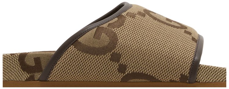 Gucci Wmns Jumbo GG Platform Slide Camel Ebony Monogram