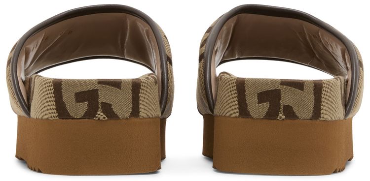 Gucci Wmns Jumbo GG Platform Slide Camel Ebony Monogram