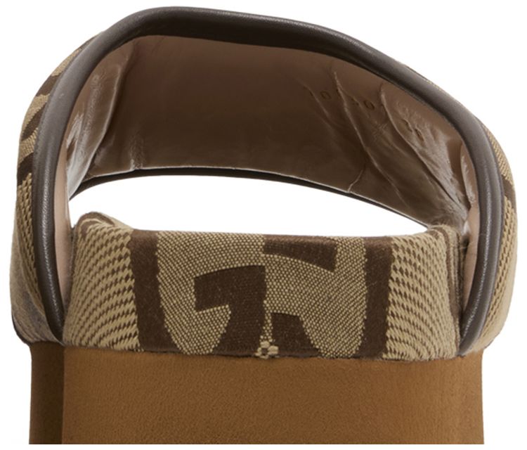 Gucci Wmns Jumbo GG Platform Slide Camel Ebony Monogram