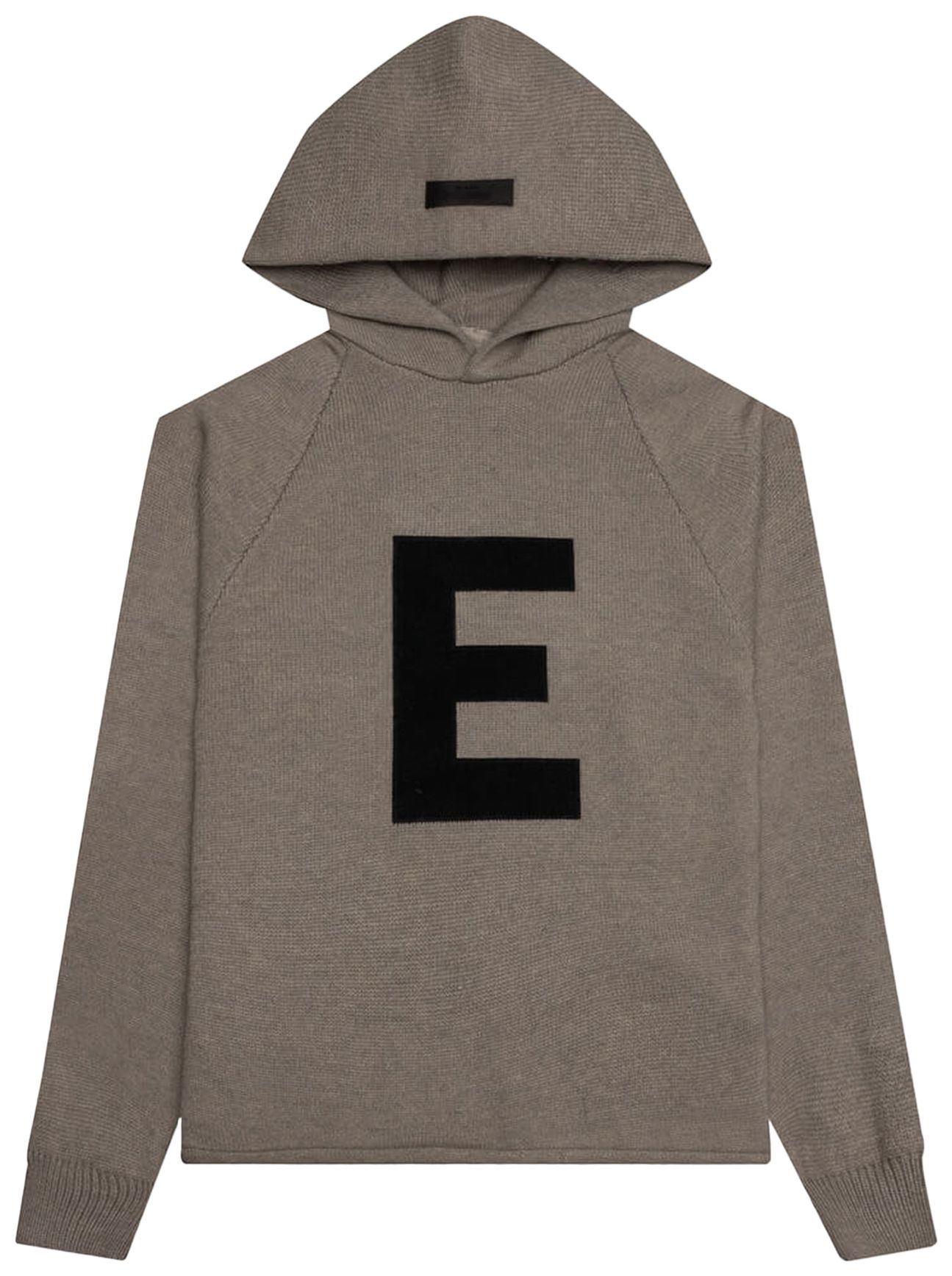 Buy Fear of God Essentials Kids Big E Knit Hoodie 'Dark Oatmeal