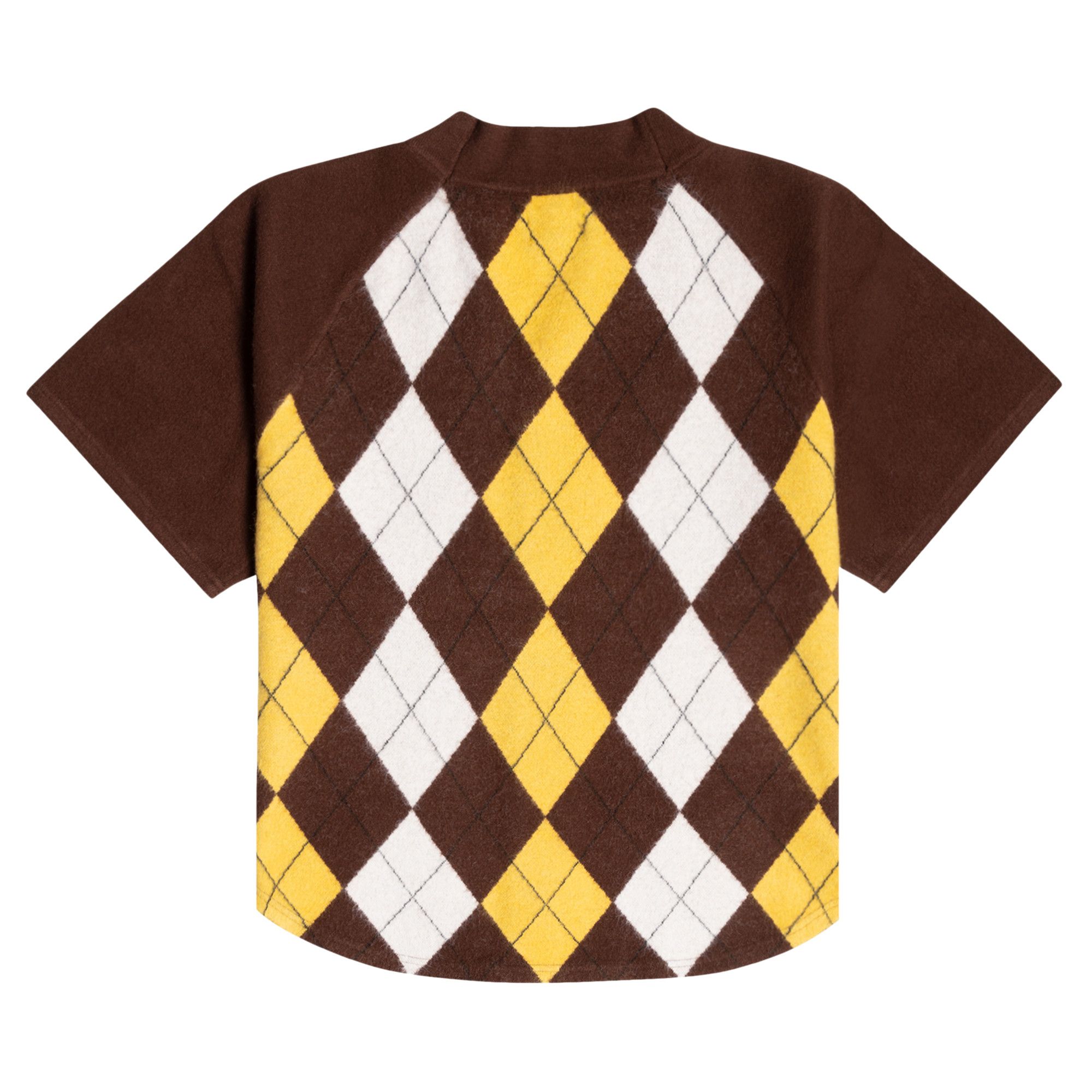 Buy GOLF WANG Monarch Argyle Baseball Jersey 'Brown/Yellow