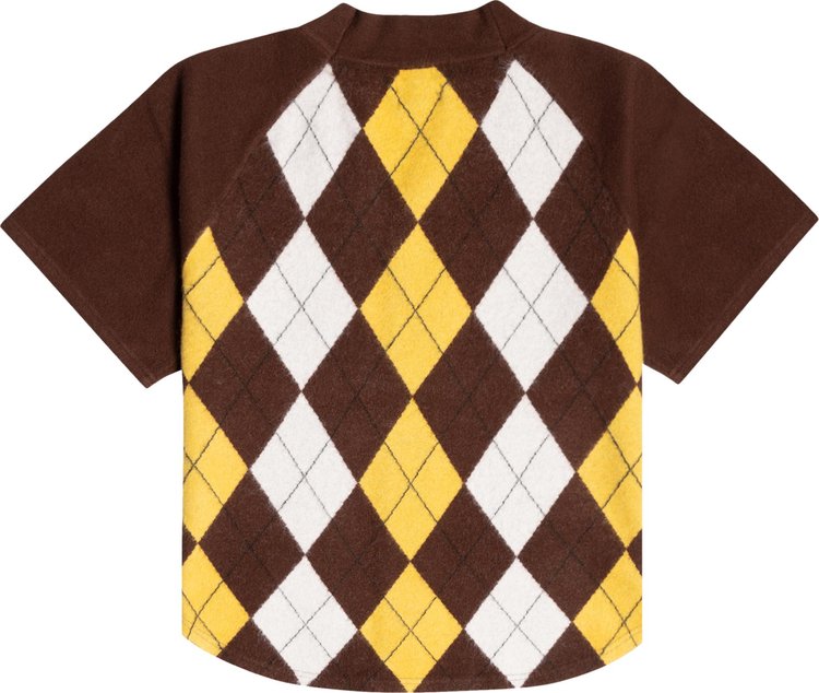 GOLF WANG Monarch Argyle Baseball Jersey BrownYellow