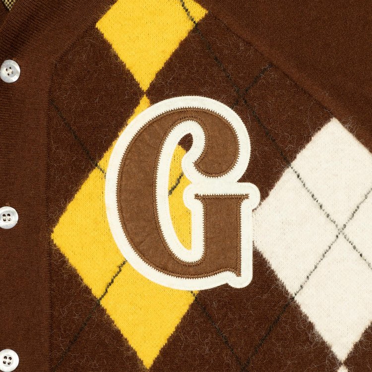 GOLF WANG Monarch Argyle Baseball Jersey BrownYellow