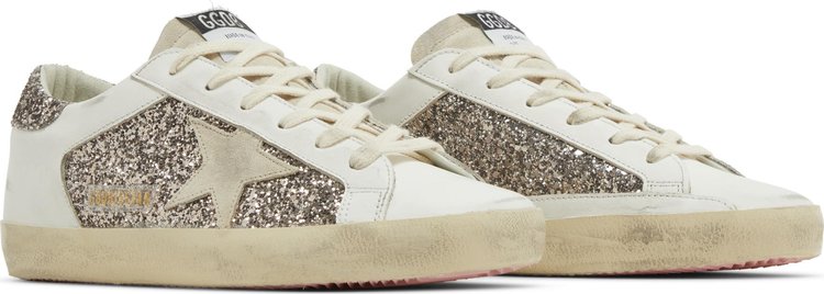 Golden Goose Wmns Superstar Glitter   White Seedpearl