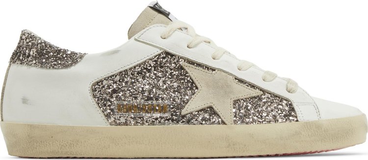 Golden Goose Wmns Superstar Glitter   White Seedpearl