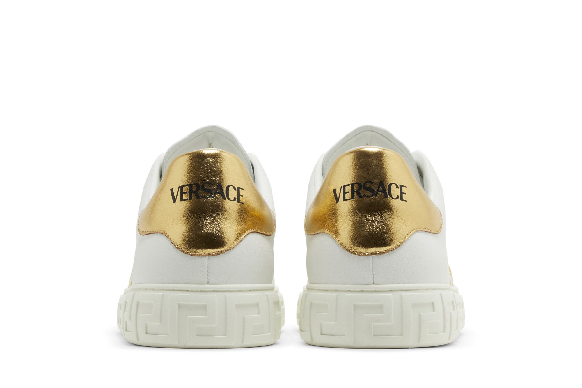 VERSACE グレカ 刺繍 スニーカー ホワイト×ゴールド Embroidered Greca Sneakers White,Print | VERSACE US