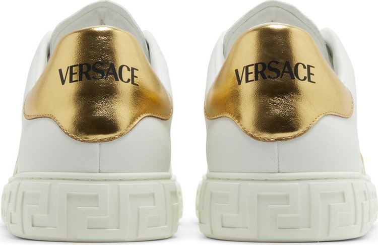 Versace Embroidered Greca Sneaker White Gold