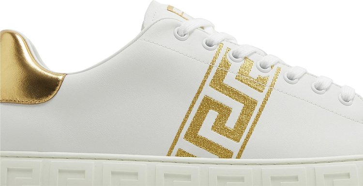 Versace Embroidered Greca Sneaker White Gold