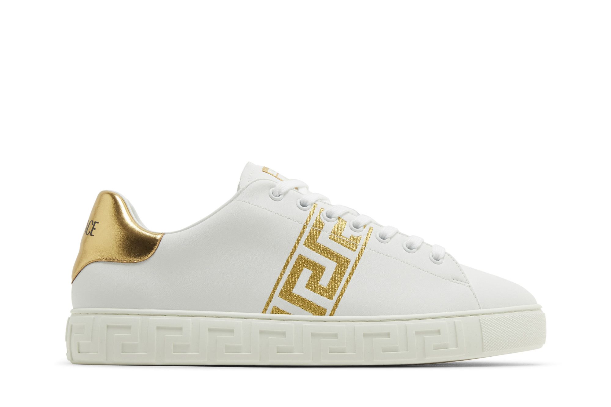 Buy Versace Embroidered Greca Sneaker White Gold 1014460 1A00776 2W110 GOAT CA