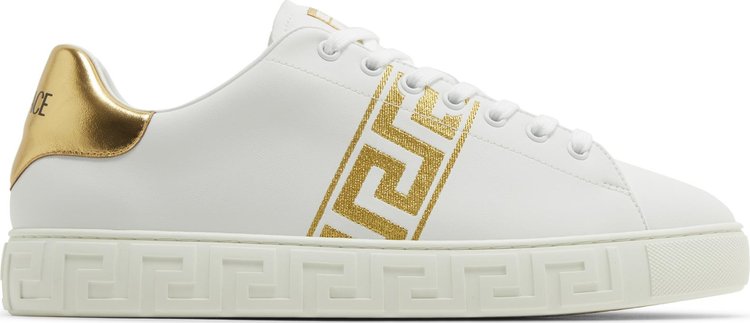 Versace Embroidered Greca Sneaker White Gold