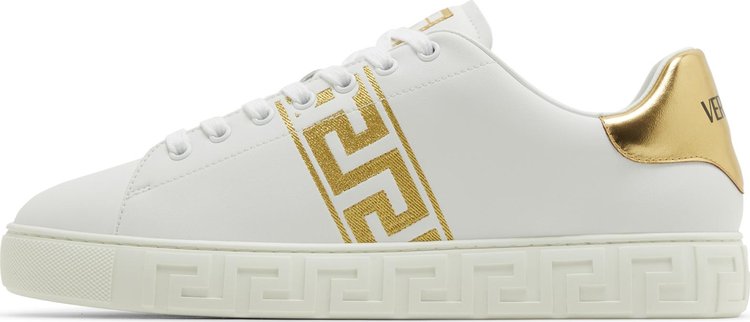 Versace Embroidered Greca Sneaker White Gold