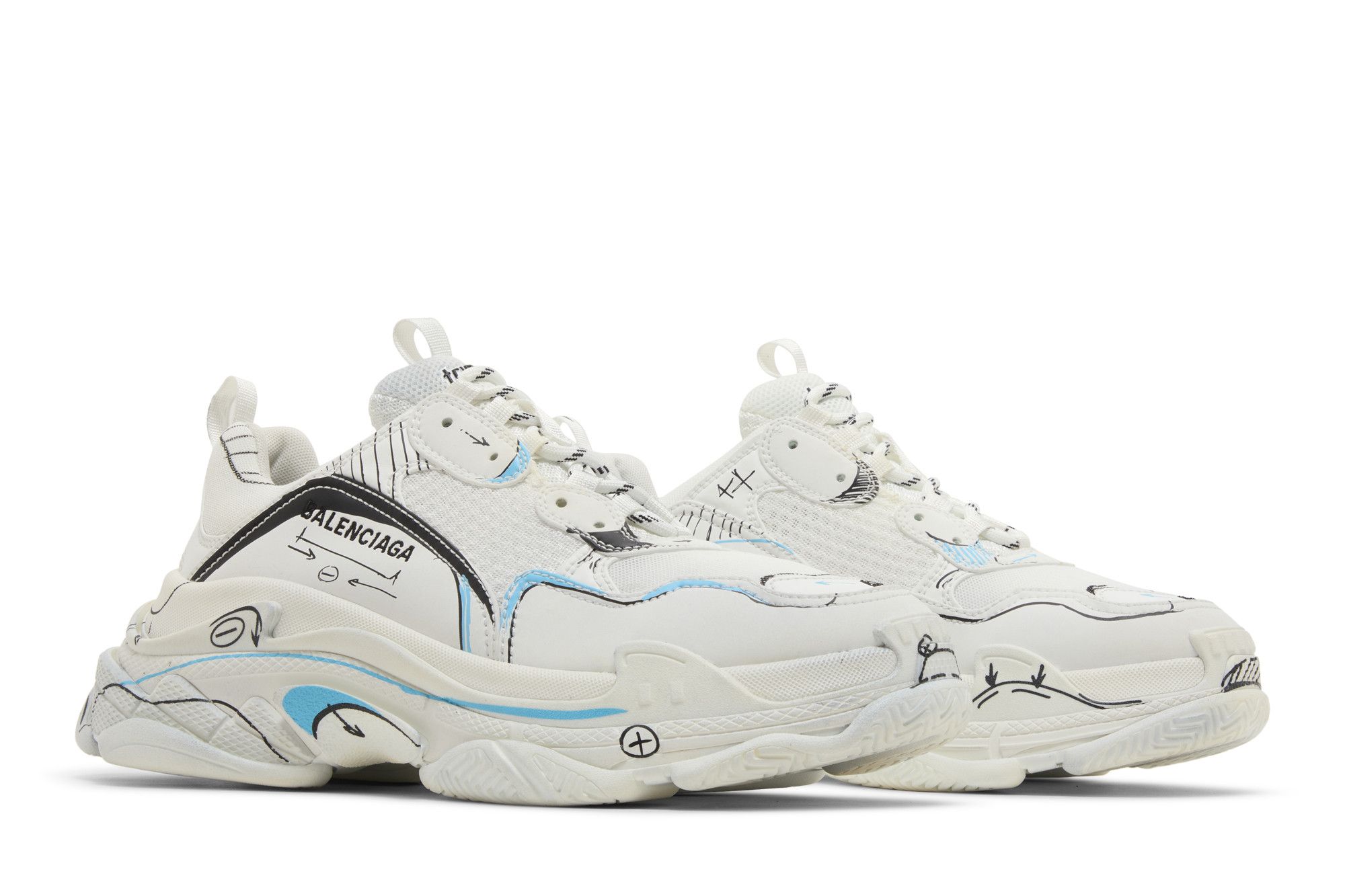 Size 10.0 Balenciaga Triple S Sneaker Sketch White