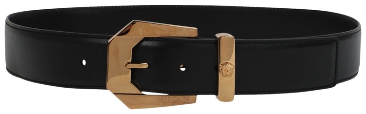 Versace Studded Medusa Heritage Leather Belt BlackGold