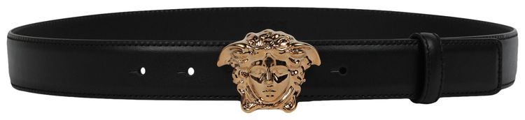 Versace La Medusa Leather Belt BlackGold