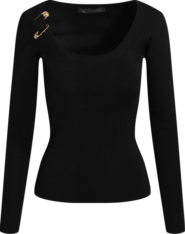 Versace Safety Pin Long-Sleeve Shirt 'Black'