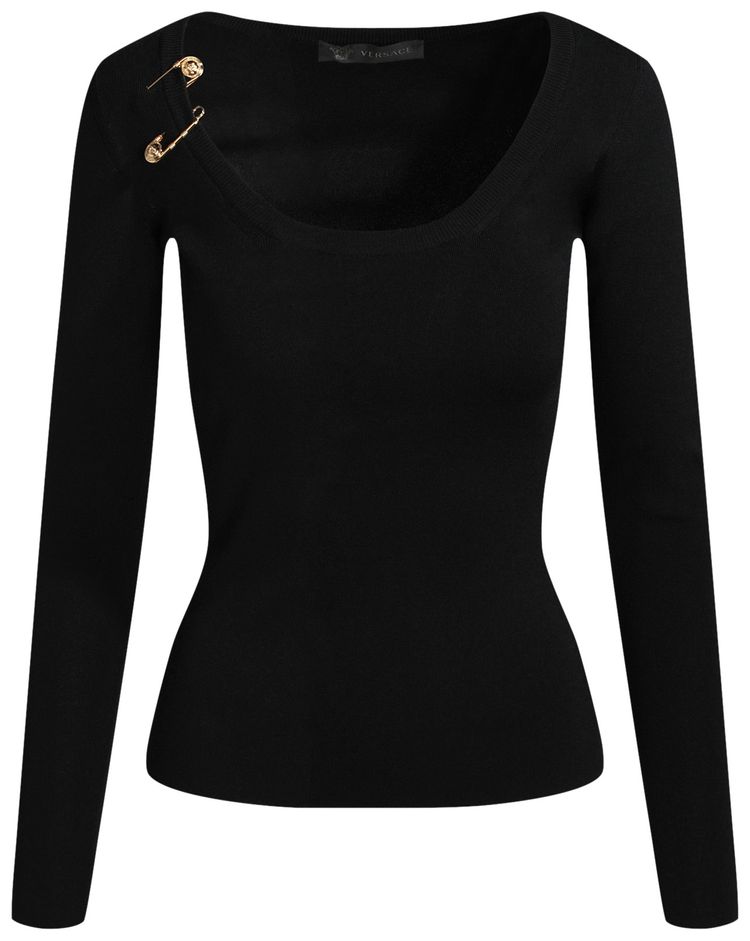 Versace Safety Pin Long Sleeve Shirt Black
