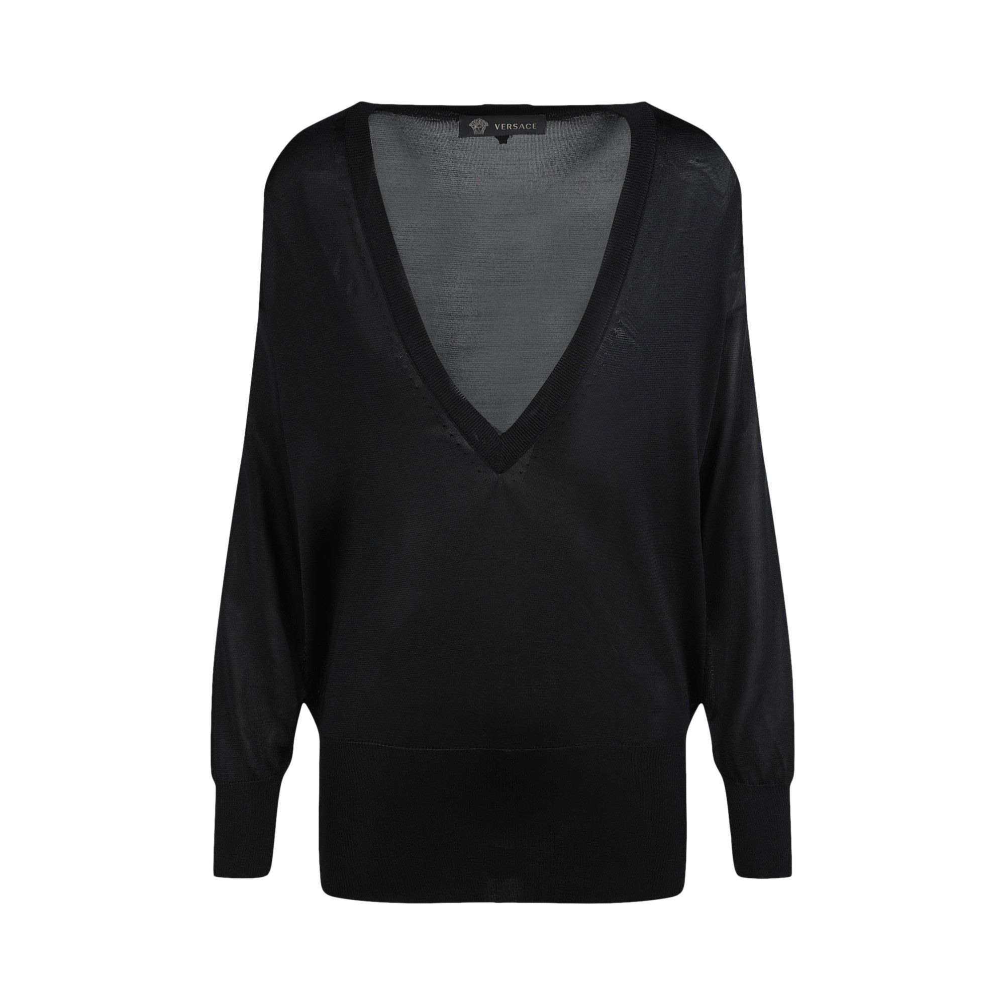 Buy Versace V Neck Silk Sweater Black A86339 A234673 A1008 GOAT
