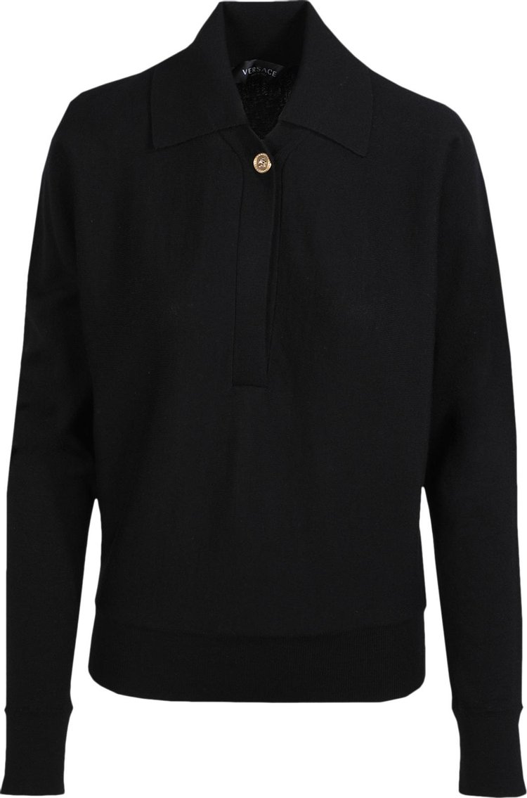 Versace Wool Blend Collared Sweater 'Black'