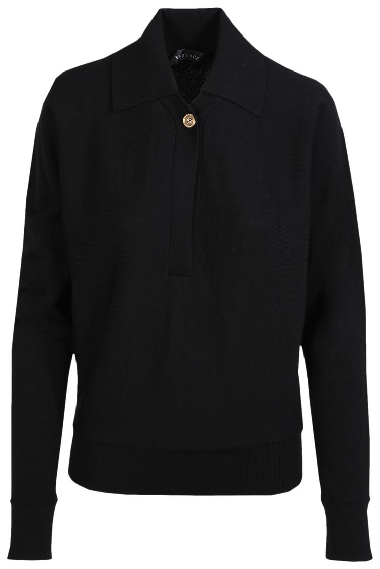 Versace Wool Blend Collared Sweater Black
