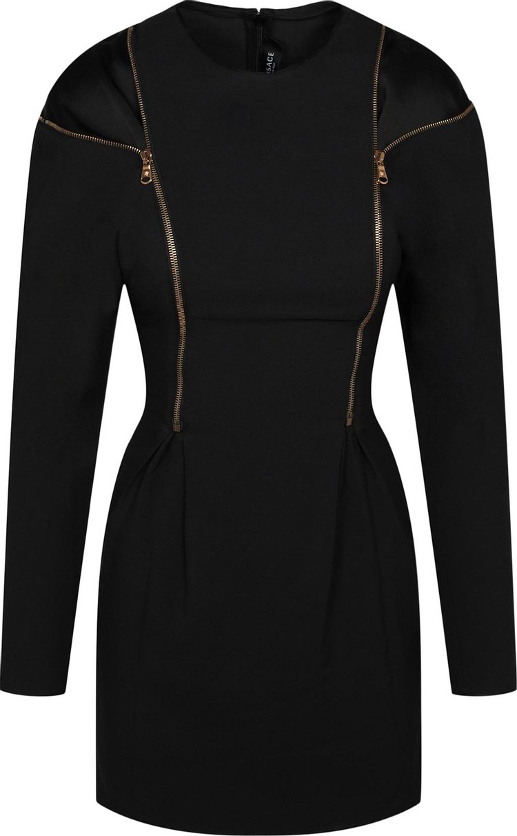 Versace Double Zip Long-Sleeve Cocktail Dress 'Black'