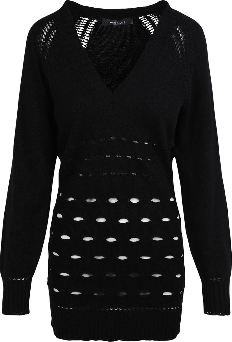 Versace V Neck Knitted Dress 'Black'